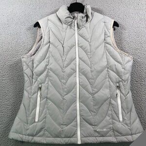 Eddie Bauer Vest Womens Large Gray Goose Down EB 700 Puffer Jacket Lightweight